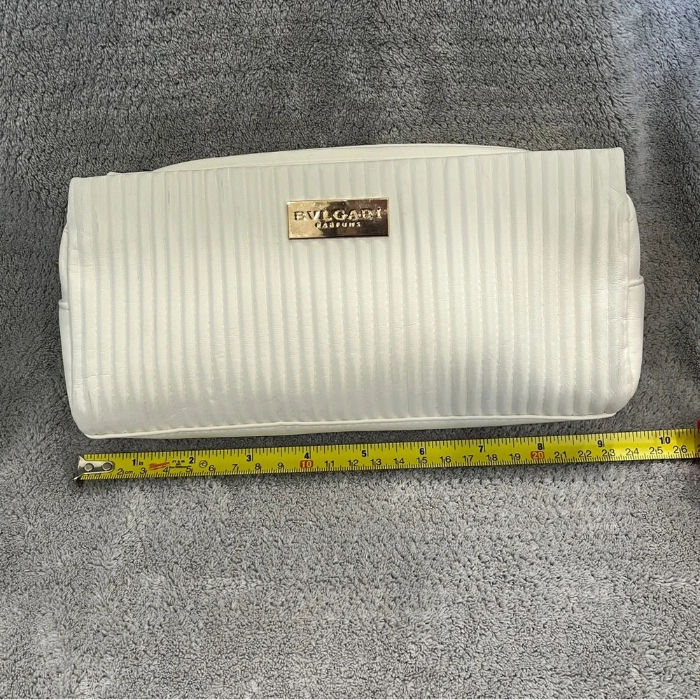 BVLGARI Cosmetics Case white with gold zipper